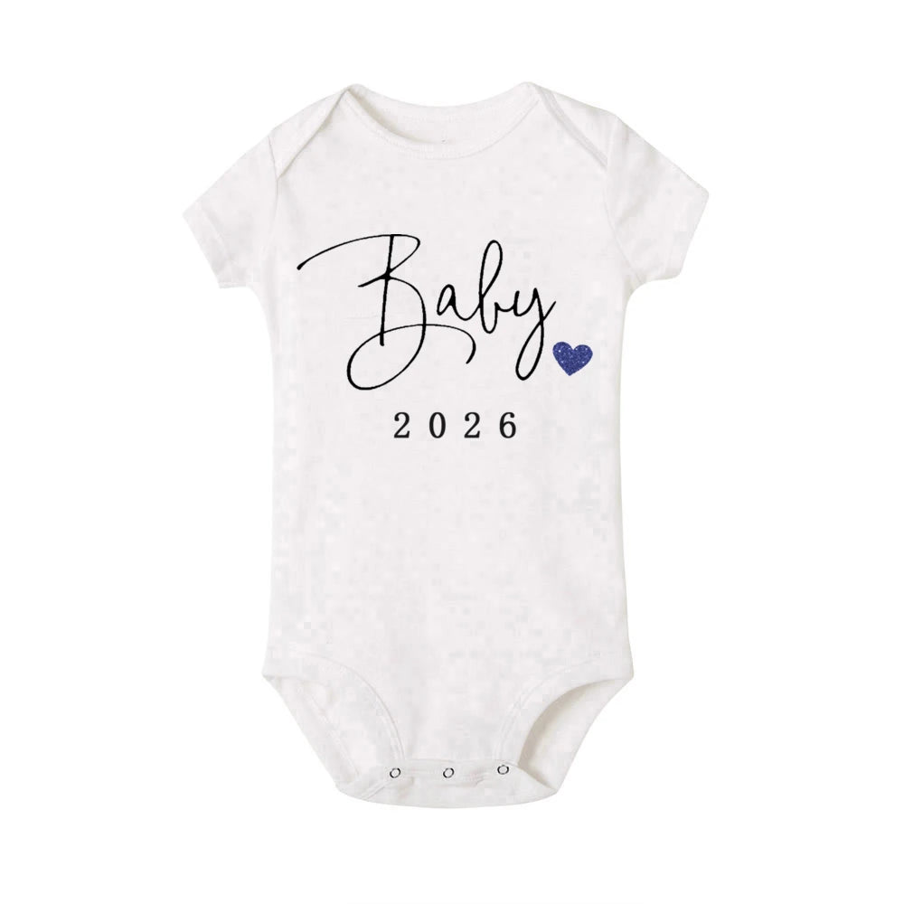 Baby 2026 Pregnancy Announcement Newborn Baby Bodysuits Summer Boys Girls Romper Jumpsuit Clothes Outfit