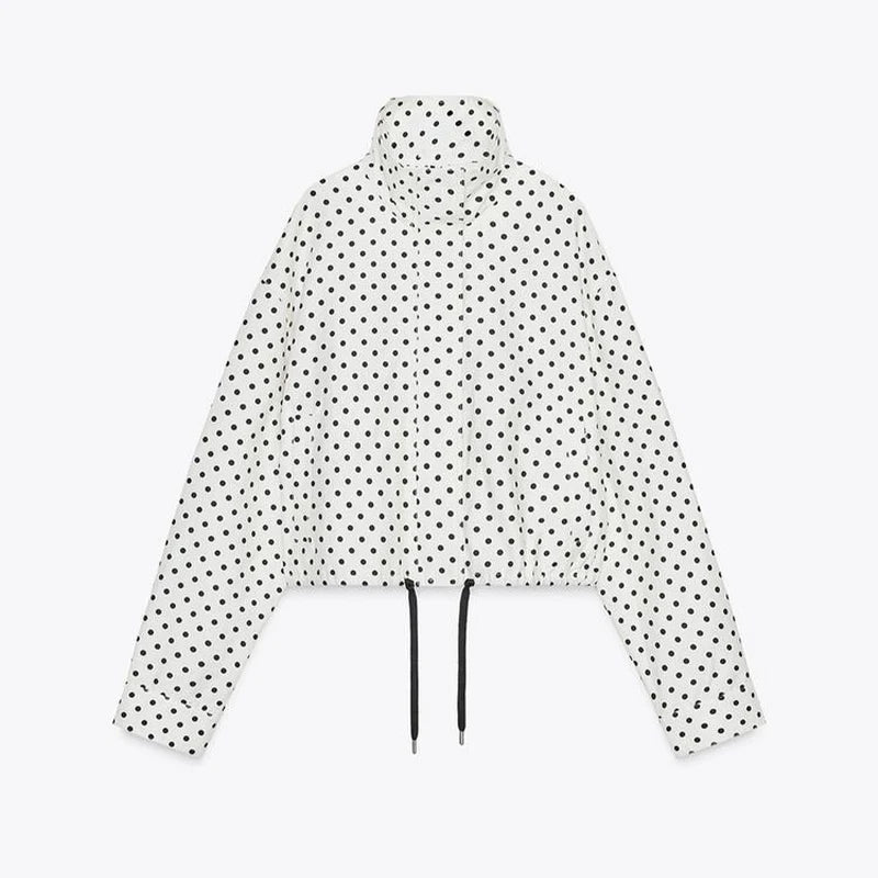 Fashion Polka Dots Blue Denim Jacket Pants Set Women Lapel Full Sleeve Zipper Top Wide Leg Trousers 2025 Autumn New Lady Outfits