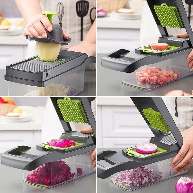 Cocina14/16 in 1 Multifunctional Vegetable Chopper Slicer Shredder with Basket Fruit Slicer Potato Shredder Carrot Grind Gadgets