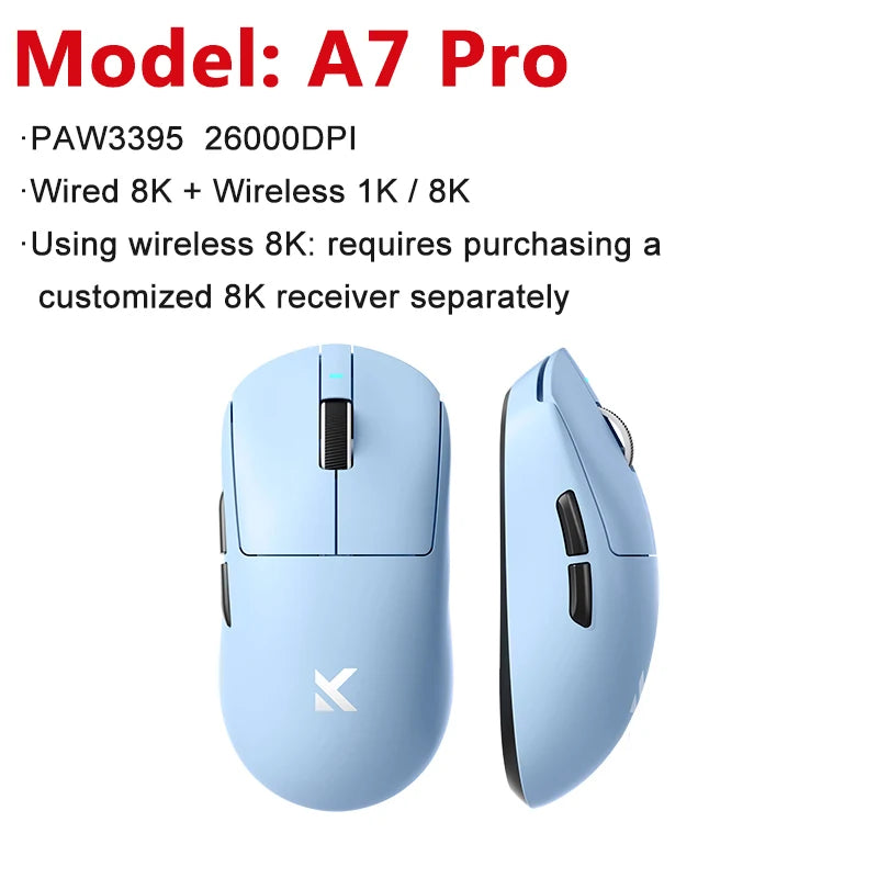 MCHOSE A7 / A7 Pro / A7 Ultra Gaming Mouse Three Mode Bluetooth Wireless E-sports Lightweight Mice PAW3395 / PAW3950 8K For PC