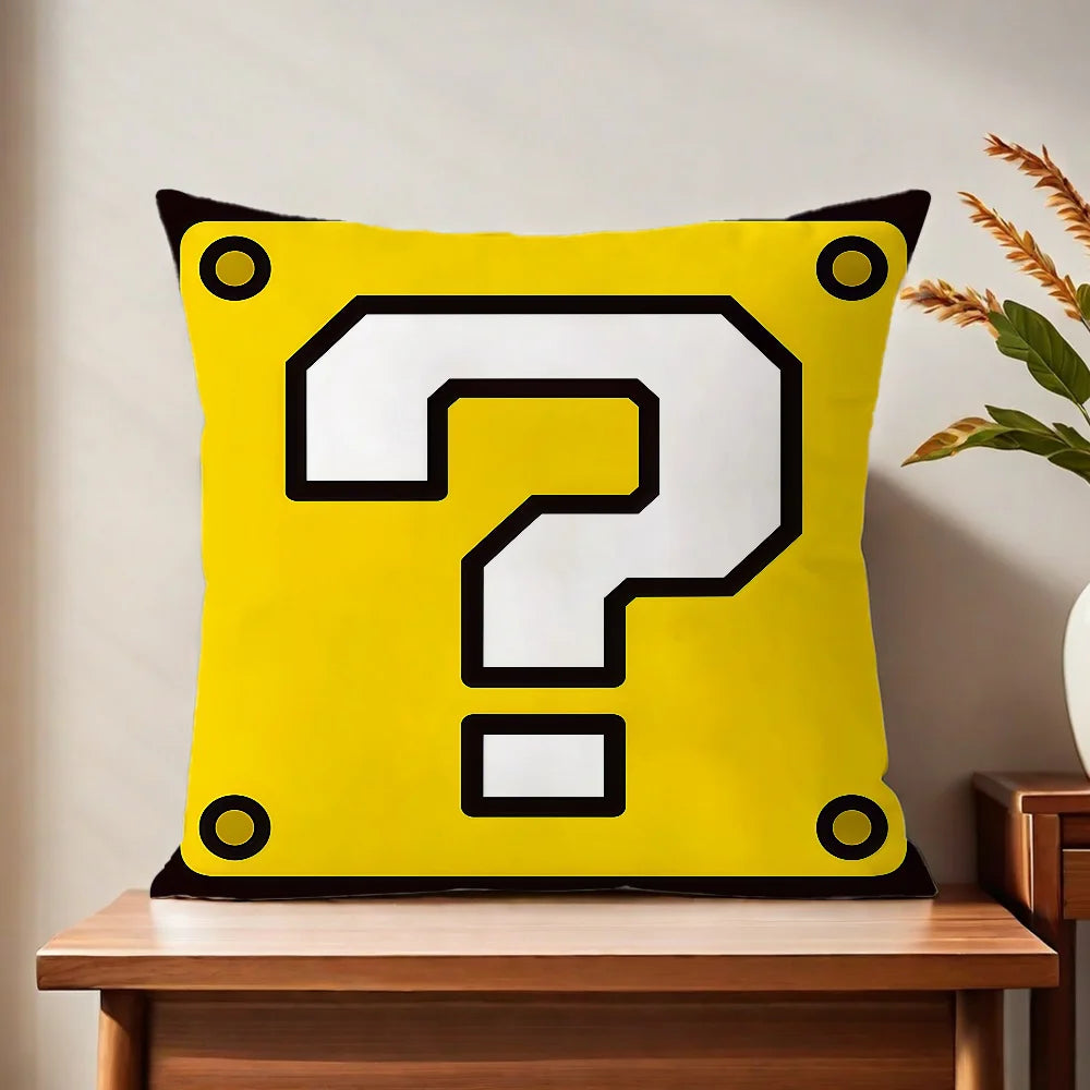 fanart Square soft Comfortable Super Pillow Case Cute for Sofa Living Room Home office face Pixel Decor Protective Cover M-Mario