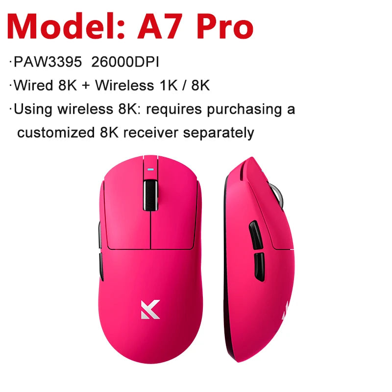 MCHOSE A7 / A7 Pro / A7 Ultra Gaming Mouse Three Mode Bluetooth Wireless E-sports Lightweight Mice PAW3395 / PAW3950 8K For PC
