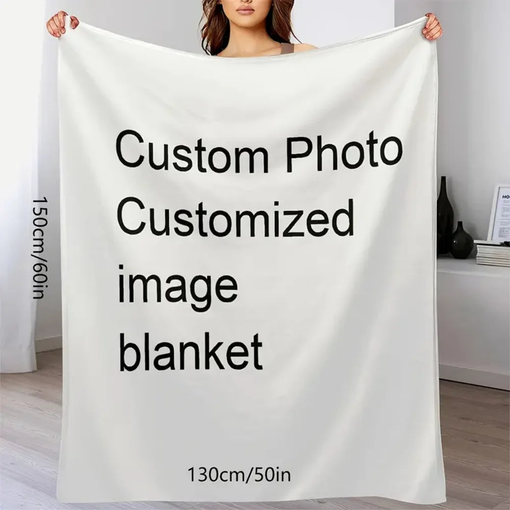 1PC Custom 4 Photos Blanket Personalized with Your Own Photos - Soft Flannel All-Season Throw for Camping Naps & Home Use