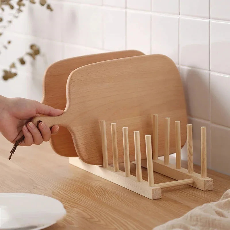 Multifunction Wooden Stand Rack Kitchen Dish Lid Drain Holder Organizer Kitchen Sundries Rack Cups Shelf Table Book Display