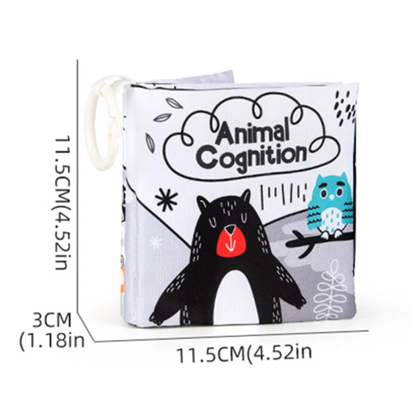12 Page Cloth Book Montessori Touch And Feel Infant Soft Books Cartoon Animals Interactive Early Education Toys For Baby