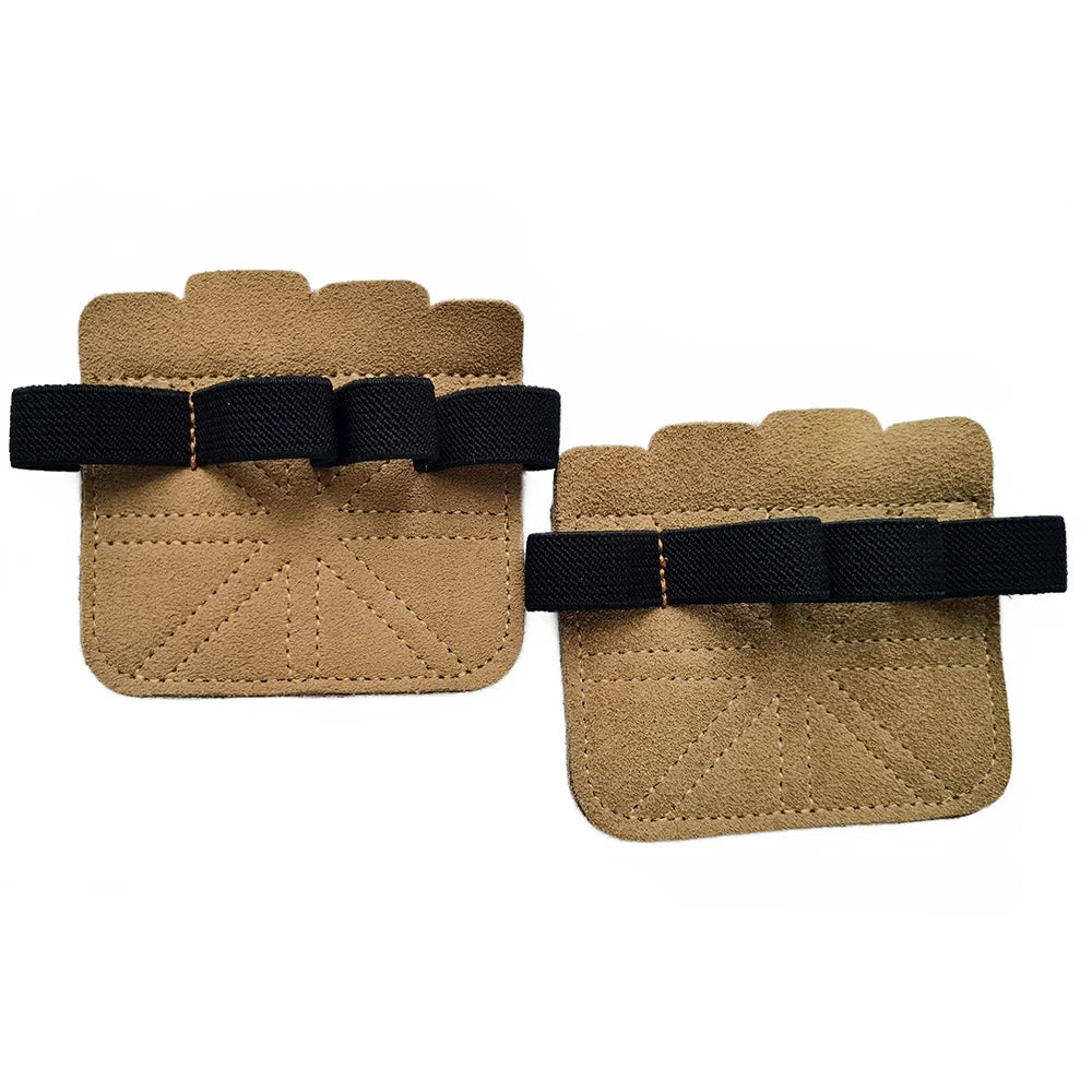 1 Pair Cowhide Weightlifting Gloves Four-finger Palm Protection Anti-slip Wear-resistant Fitness Sports Training Palm Guard