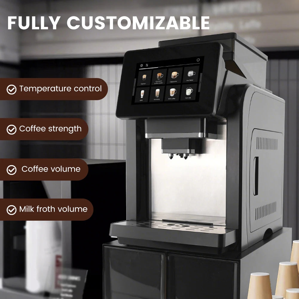 Mcilpoog WS817-Plus 7"colorful large screen Automatic Espresso Machine with Milk Frother, 21 Flavors for Home & Office