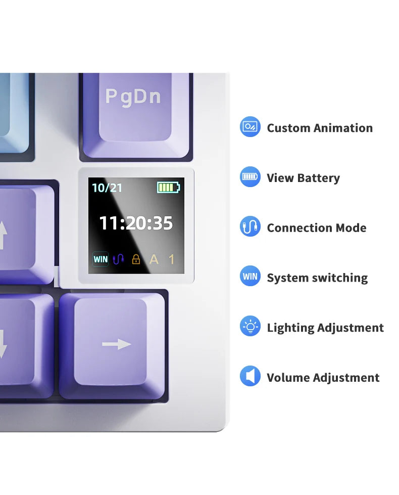 AJAZZ AK820 Wired & Wireless Mechanical Gaming Keyboard,70% Layout,Pluggable Switches,Tri-Mode Connectivity (USB/Bluetooth/2.4G)
