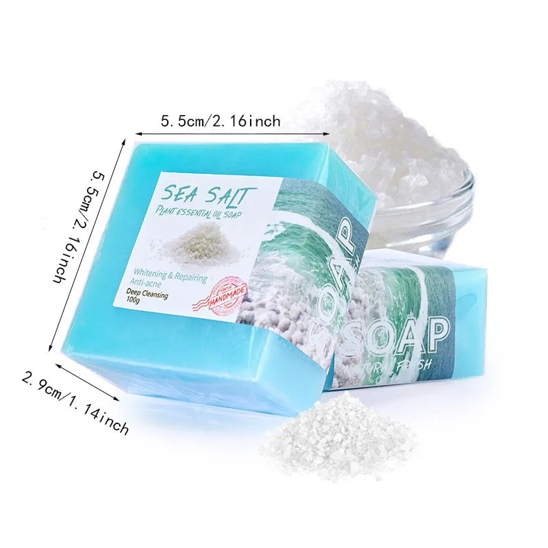 Natural sea salt soap, 3.5 oz each, for all skin types, organic goat milk, body/face/hand cleansing skin care products