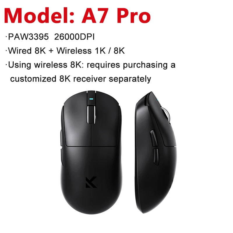 MCHOSE A7 / A7 Pro / A7 Ultra Gaming Mouse Three Mode Bluetooth Wireless E-sports Lightweight Mice PAW3395 / PAW3950 8K For PC