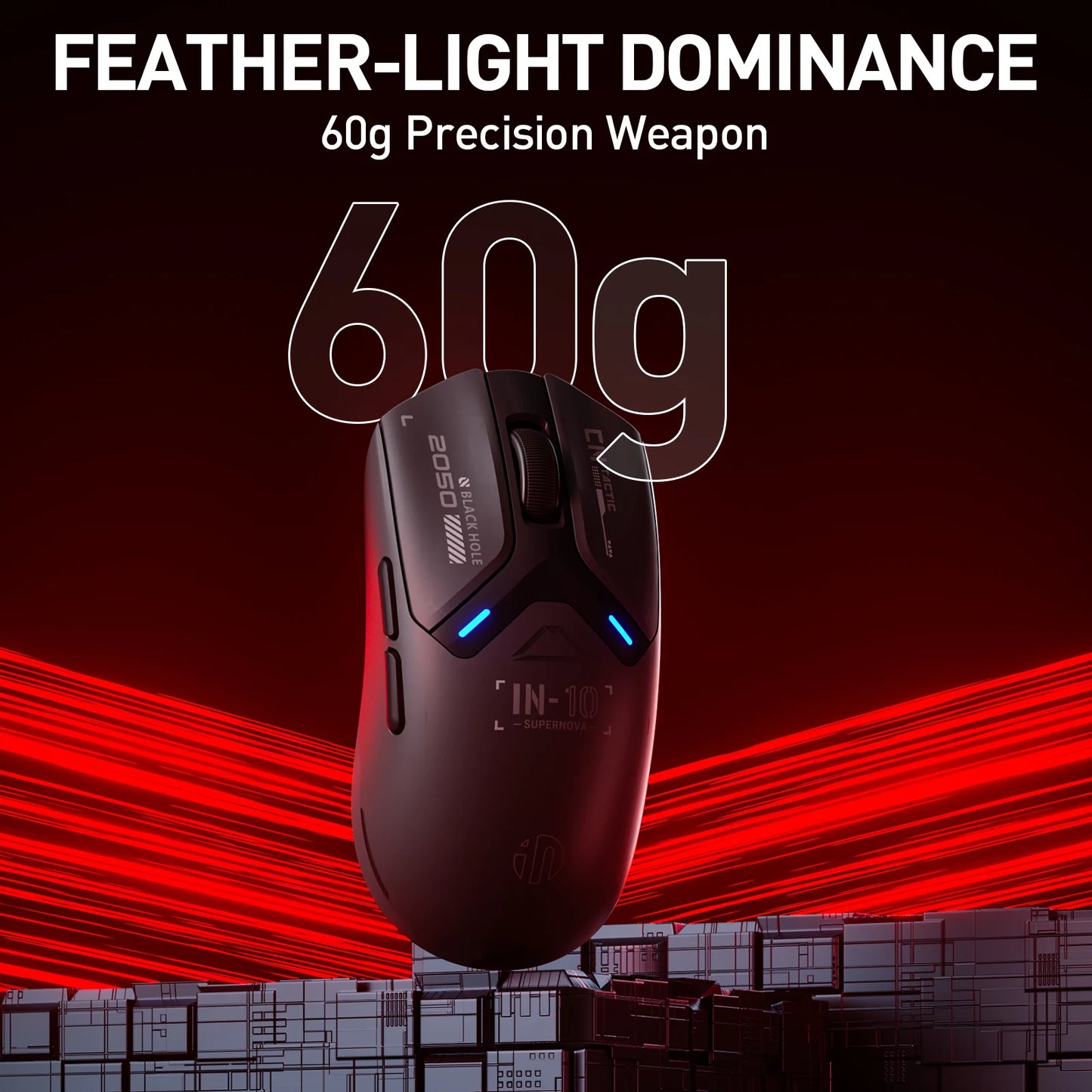 INPHIC IN10P Wireless Gaming Mouse: 26K DPI, 8K Polling, 100M Clicks, PAW3395, Triple Mode (BT/Wired/2.4G), Lightweight