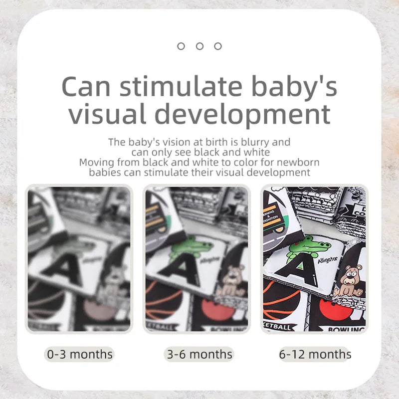12 Page Cloth Book Montessori Touch And Feel Infant Soft Books Cartoon Animals Interactive Early Education Toys For Baby
