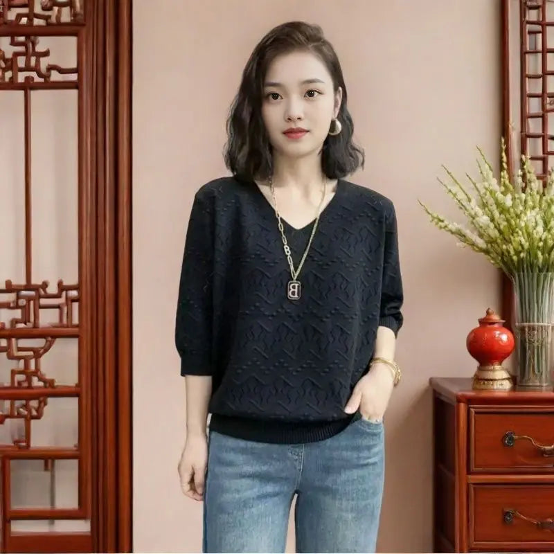 Women's Solid Color Pullover Lantern Long-sleeved Sweater Casual Fashion Top