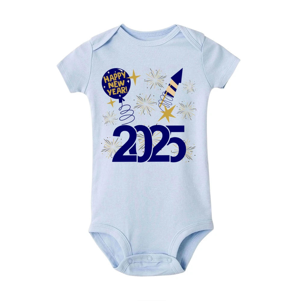 Baby Bodysuit Hello 2025 Inant Romper New Year Baby Gift Toddler Short Sleeve Jumpsuit Boys Girls Clothes Newbron Shower Present