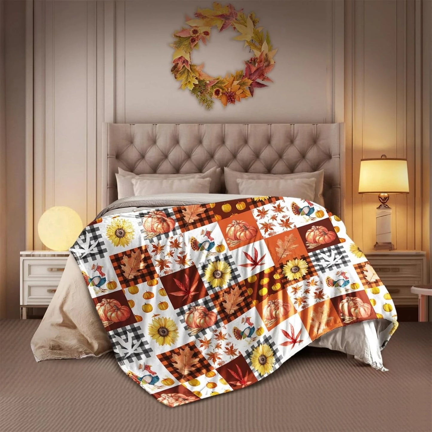 1PC Halloween Theme Throw Pumpkin skull Black Bats Orange color Thin Blanket Gifts for Couch Bed Car Home Camping all season use