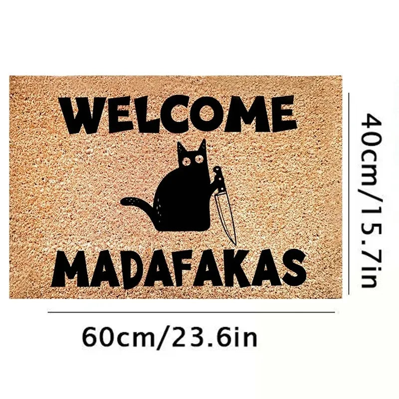 Dark Cat Welcome Madafakas Full Print Doormat Fun Doormat Home Decor Kitchen Bathroom Decor Give People Fun Gifts Fast Shipping