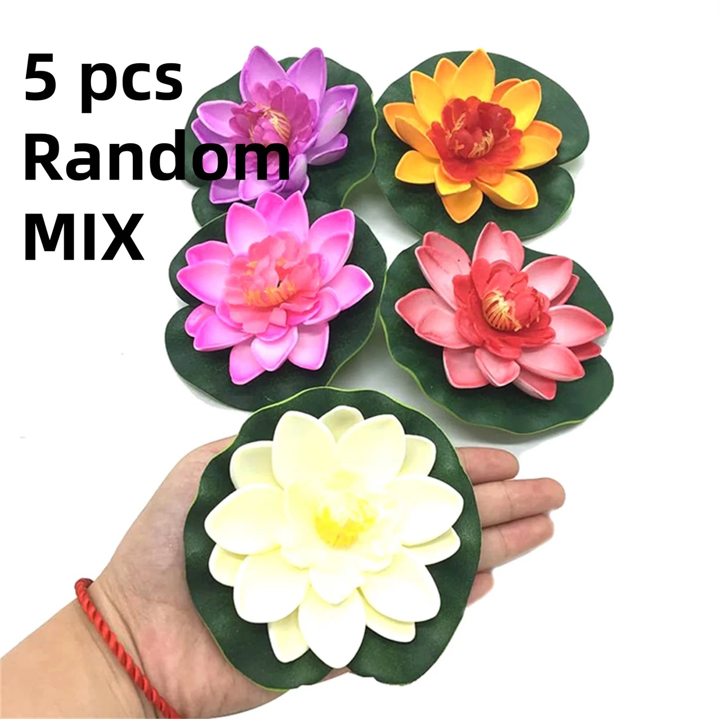 10pc Colorful Artificial Floating Water Lily Simulation EVA Lotus-Leaf Flowers Water Lily Pond Plants for Gardens Home Fish Tank