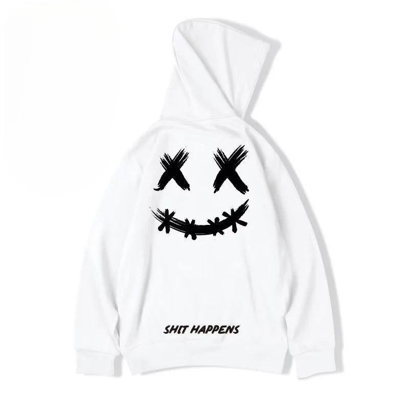 M-8XL Men Oversized Pullover Hoodie Fashion Loose American Trendy Hip Hop Emoji Marshmello Print Long Sleeve Couple Clothes