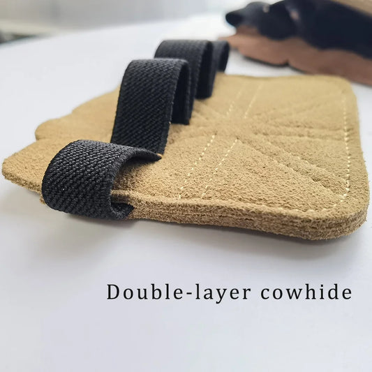 1 Pair Cowhide Weightlifting Gloves Four-finger Palm Protection Anti-slip Wear-resistant Fitness Sports Training Palm Guard