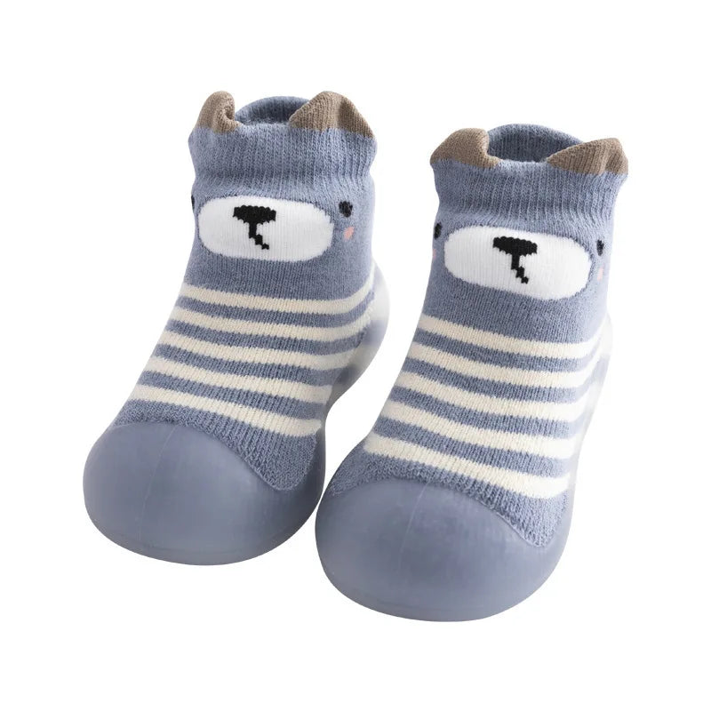 ‌Baby Girls Autumn Non-Slip Socks Soft Sole Learning Walk Cute Dog Fleece Lined Toddler Booties Anti-Skid Floor Socks