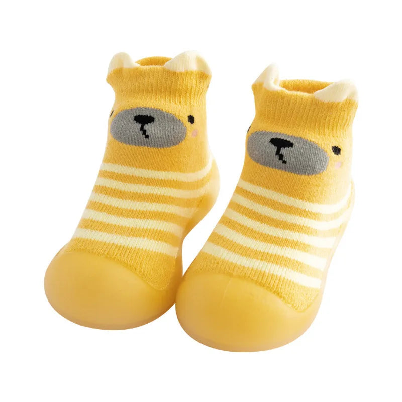 ‌Baby Girls Autumn Non-Slip Socks Soft Sole Learning Walk Cute Dog Fleece Lined Toddler Booties Anti-Skid Floor Socks