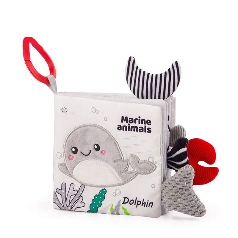 0-12 Months Newborn 3D Cloth Book Animal Tail Cloth Book Baby Soft Cloth Book Parent-child Interactive Sound Paper Infants Toys