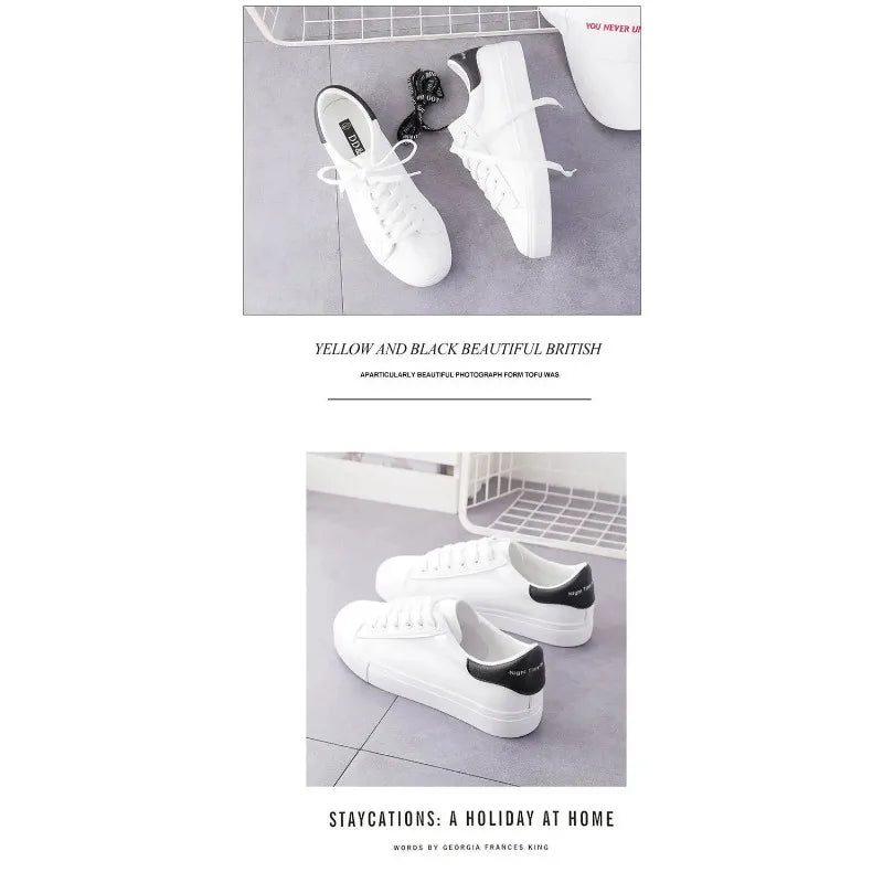 Girls Spring Autumn Versatile White Sports Board Shoes Students Flat Soft Soled Sneaker Girls Front Lacing Solid Color Low Top