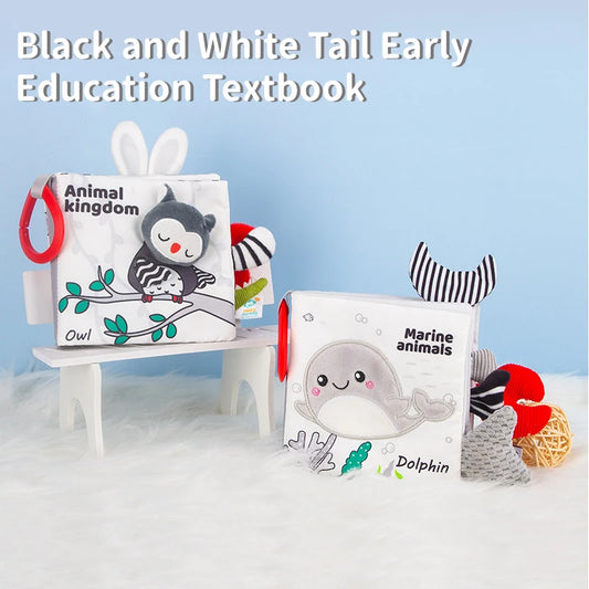 0-12 Months Newborn 3D Cloth Book Animal Tail Cloth Book Baby Soft Cloth Book Parent-child Interactive Sound Paper Infants Toys