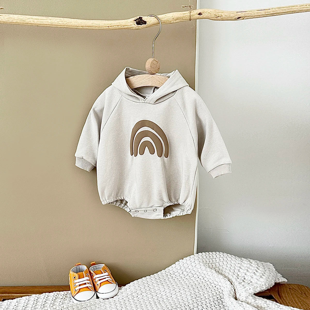 Autumn Newborn Baby Rompers Infant Kids Cotton Long Sleeve Rainbow Hoodie Romper  Boy Girls Jumpsuits Baby Clothes 0-24M