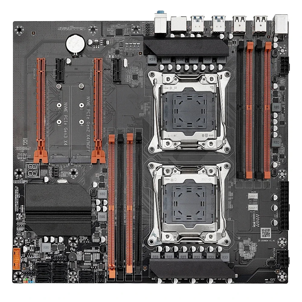 SOYO NEW X99 Dual CPU Motherboard Kit lntel Xeon E5 2680 V4&DDR4 32GB (2*16GB) LGA2011-3 M.2 NVME for Desktop Gaming Computer