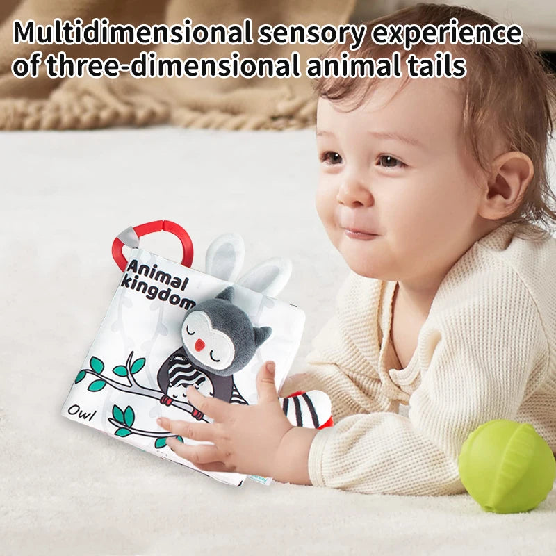 0-12 Months Newborn 3D Cloth Book Animal Tail Cloth Book Baby Soft Cloth Book Parent-child Interactive Sound Paper Infants Toys