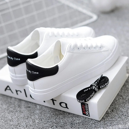 Women Sneakers 2023 Fashion Breathble Vulcanized Shoes Pu Leather Platform Shoes White Lace Up Casual Shoes Zapatos Mujer
