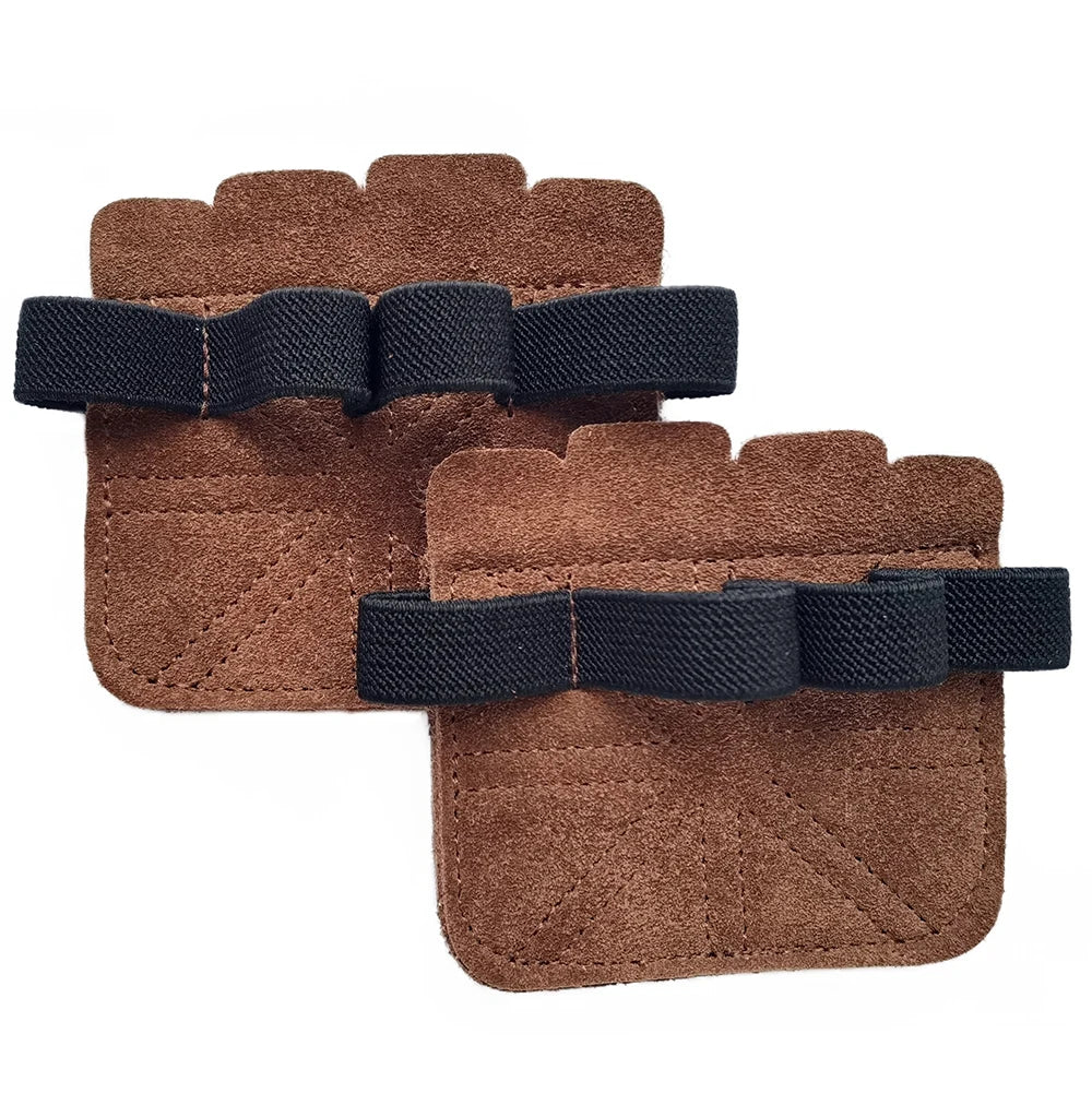 1 Pair Cowhide Weightlifting Gloves Four-finger Palm Protection Anti-slip Wear-resistant Fitness Sports Training Palm Guard