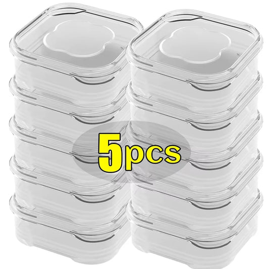 2/5PC Small Food Preservation Boxes Refrigerator Frozen Meat Vegetable Fresh-Keeping Box Transparent Kitchen Sealed Storage Box
