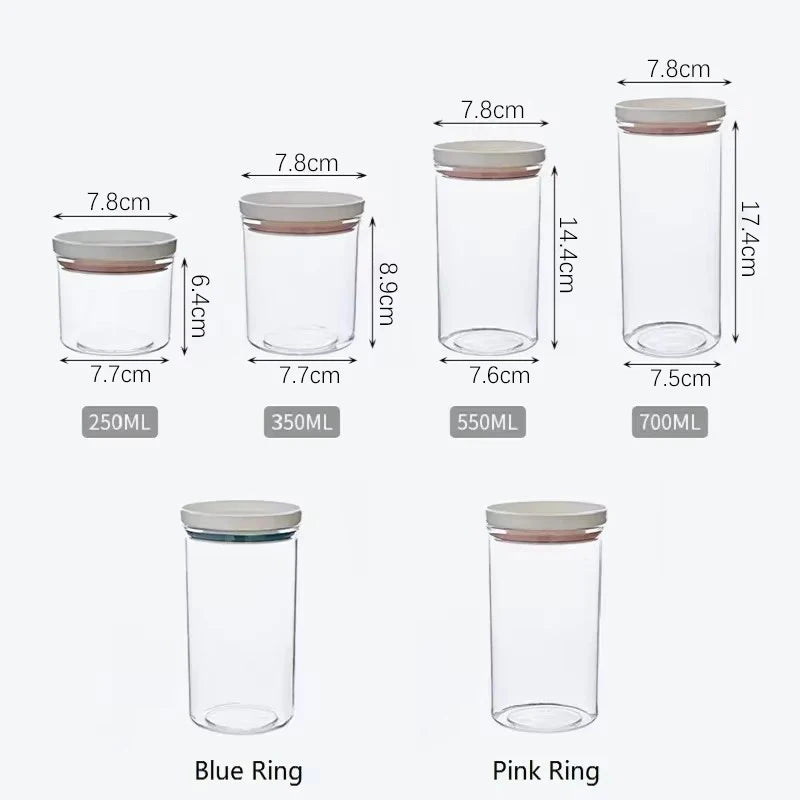 Sealed Jar Kitchen Storage Sealed Ring Bottle Food Grade Transparent Container Miscellaneous Grain Snack Storage Jar