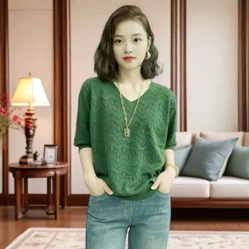Women's Solid Color Pullover Lantern Long-sleeved Sweater Casual Fashion Top