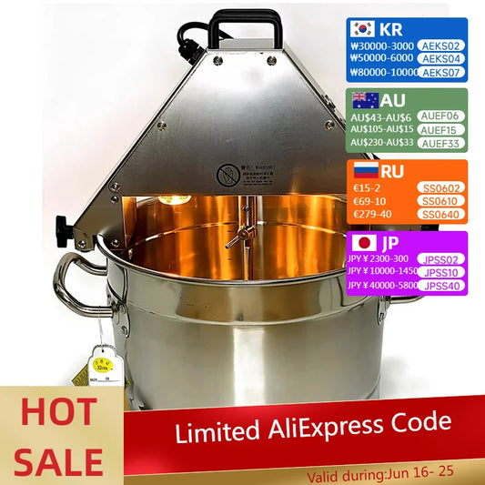 Food Stirrer Pot 10L Stir-fry Machine Food Jam Sauce Mixing Wok 220V Automatic Stir Fry Machine