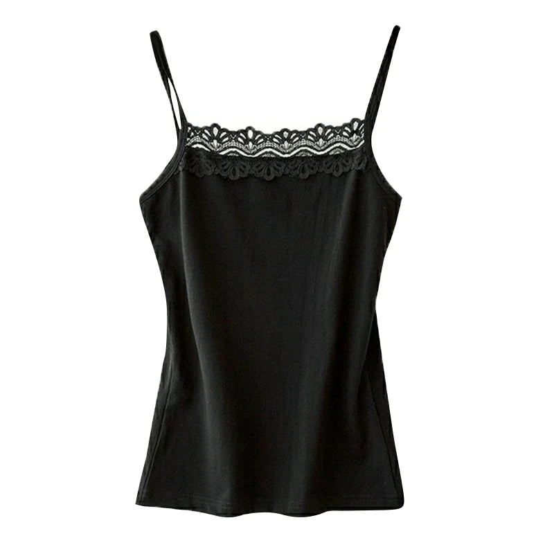 Camisole for Women Fashion for Tank Tops Summer Lace Cami Crop Tops Solid Basic Sling Sleeveless T-shirt