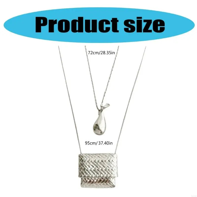 Metal Woven Bag Long Necklace Female Korean Niche Ins Personality Unique Fashion Versatile Necklace Sweater Chain  for Womern