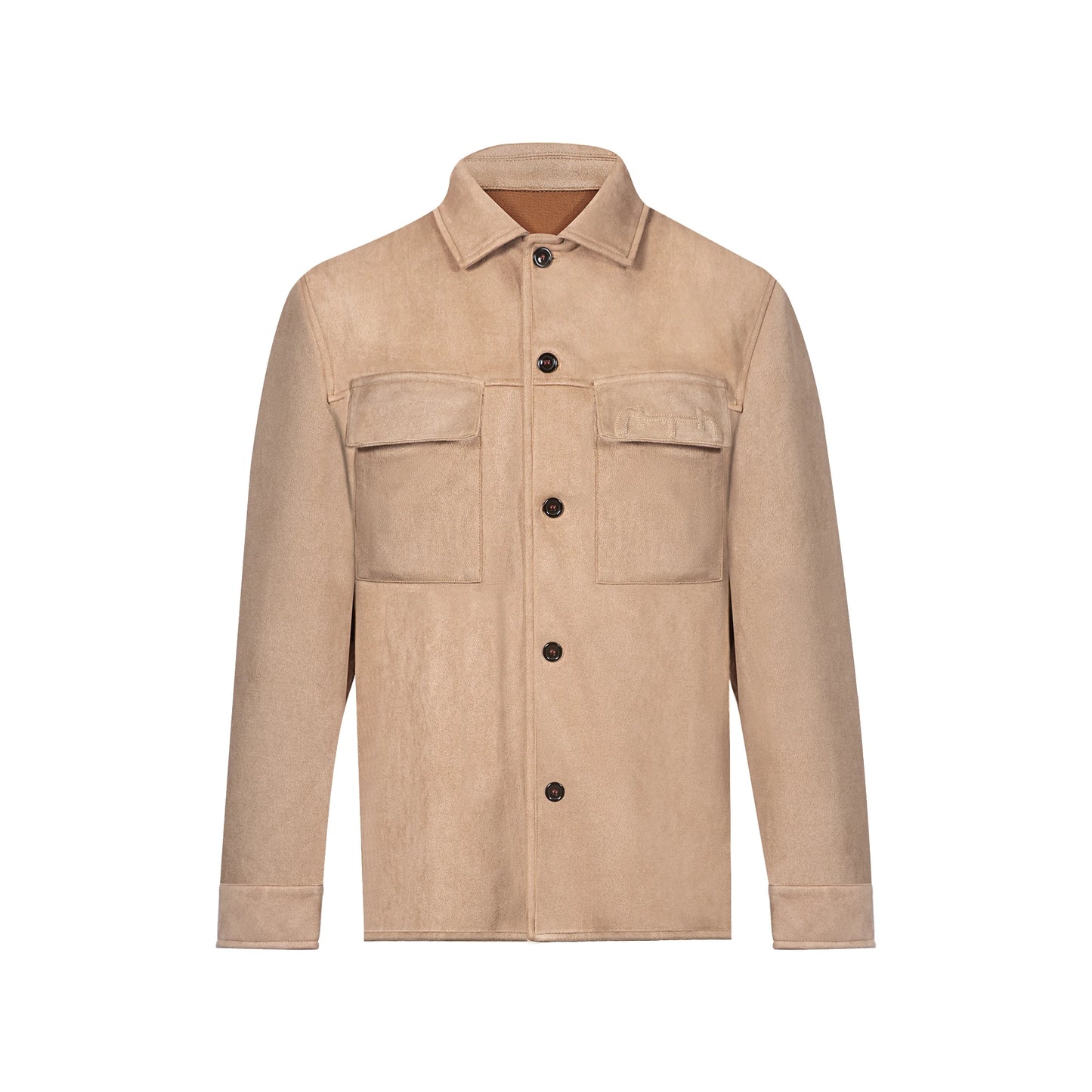 CHCH Men's Fashion Long Sleeve Solid Faux Suede Shirt Single Pocket Simple Design Casual Shirts Coat