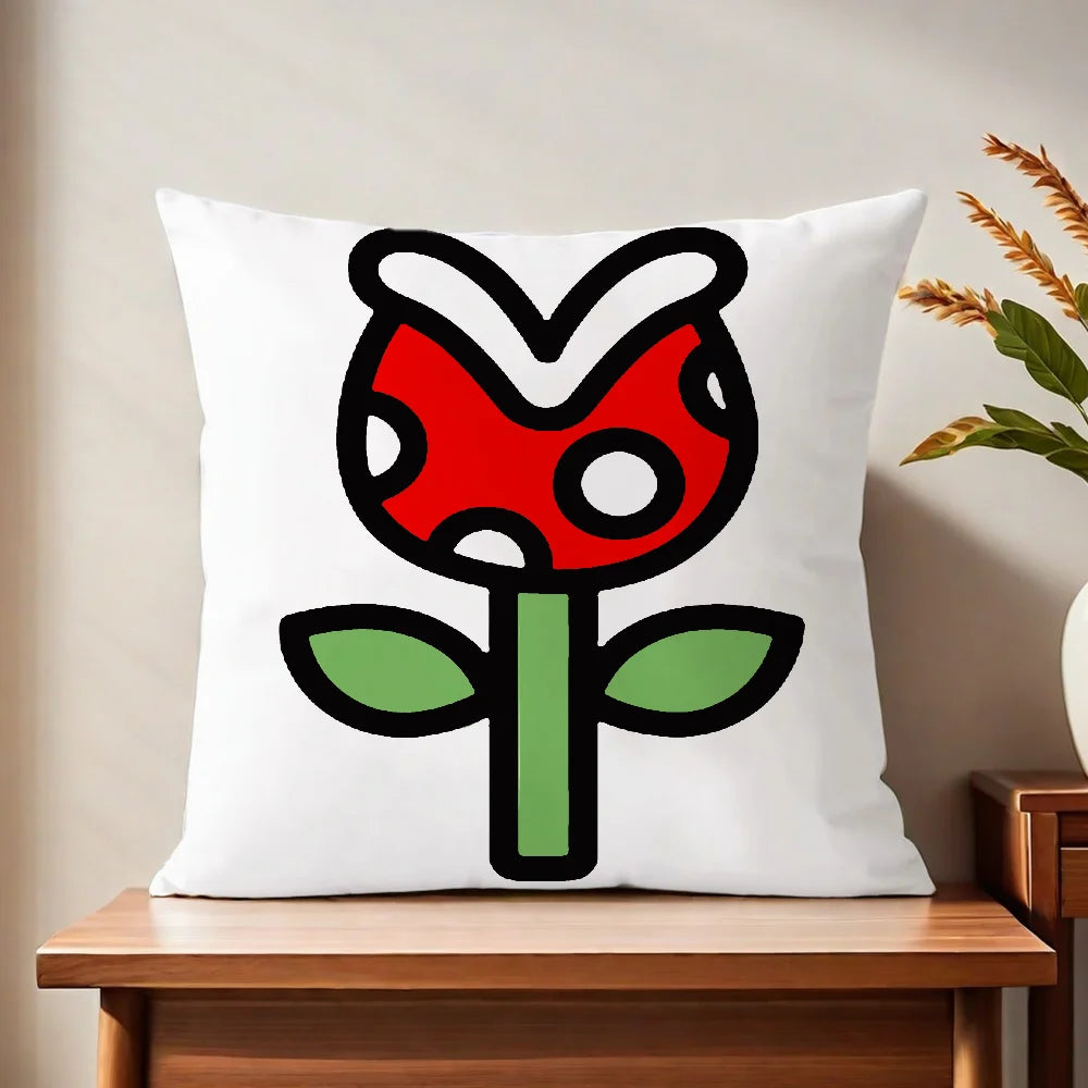 fanart Square soft Comfortable Super Pillow Case Cute for Sofa Living Room Home office face Pixel Decor Protective Cover M-Mario