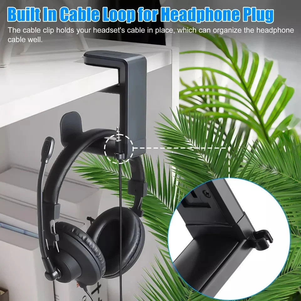 Universal 360° Rotating Headphone Stand Desktop Headset Holder PC Gaming Wall Mount Desk Hanger Hook For Earphone Controller