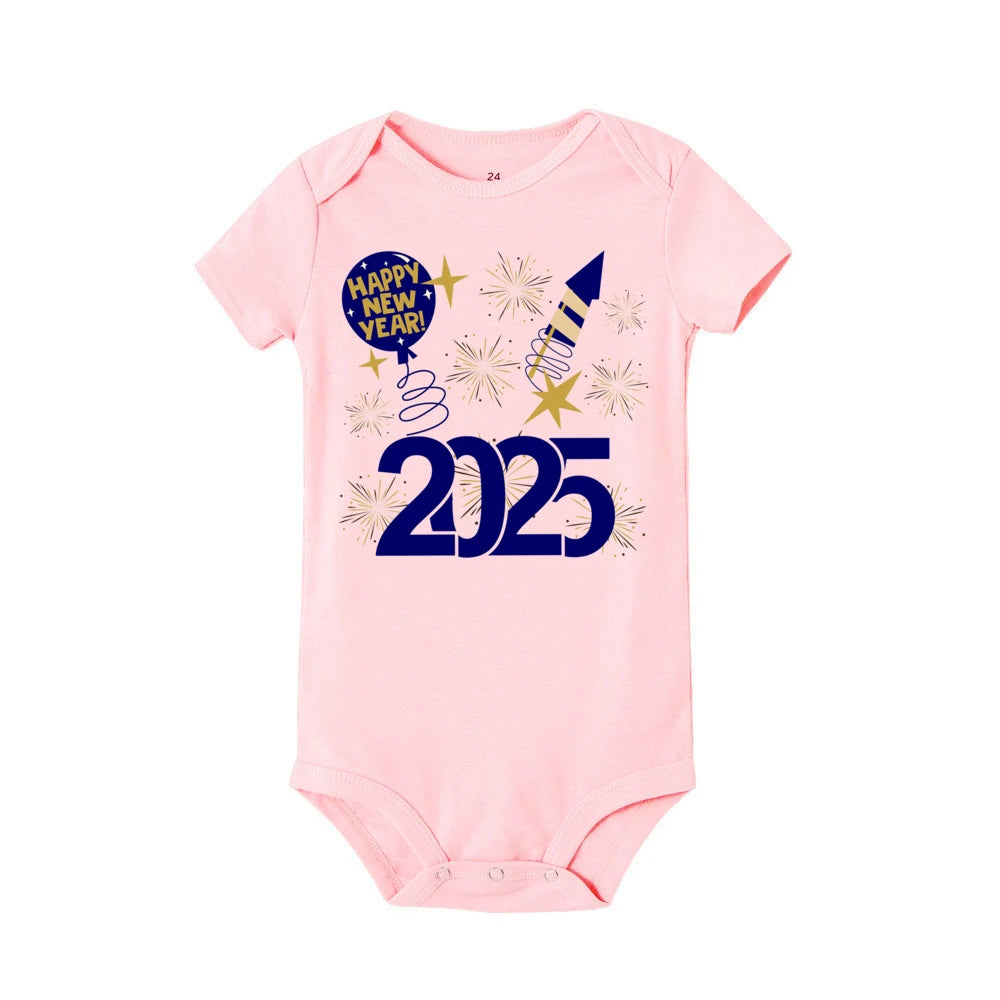 Baby Bodysuit Hello 2025 Inant Romper New Year Baby Gift Toddler Short Sleeve Jumpsuit Boys Girls Clothes Newbron Shower Present