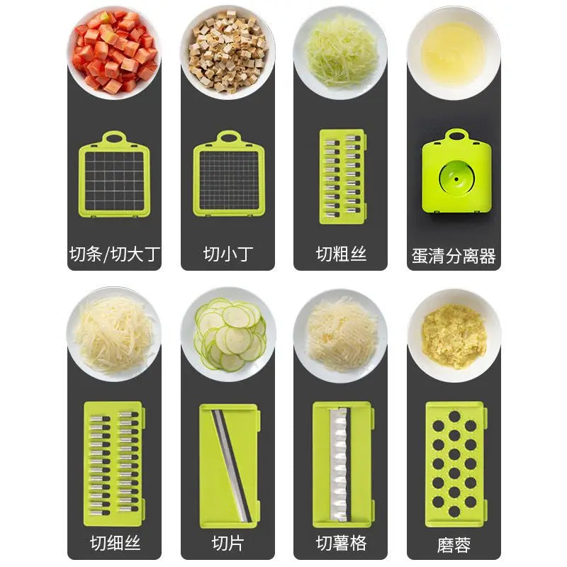 Cocina14/16 in 1 Multifunctional Vegetable Chopper Slicer Shredder with Basket Fruit Slicer Potato Shredder Carrot Grind Gadgets