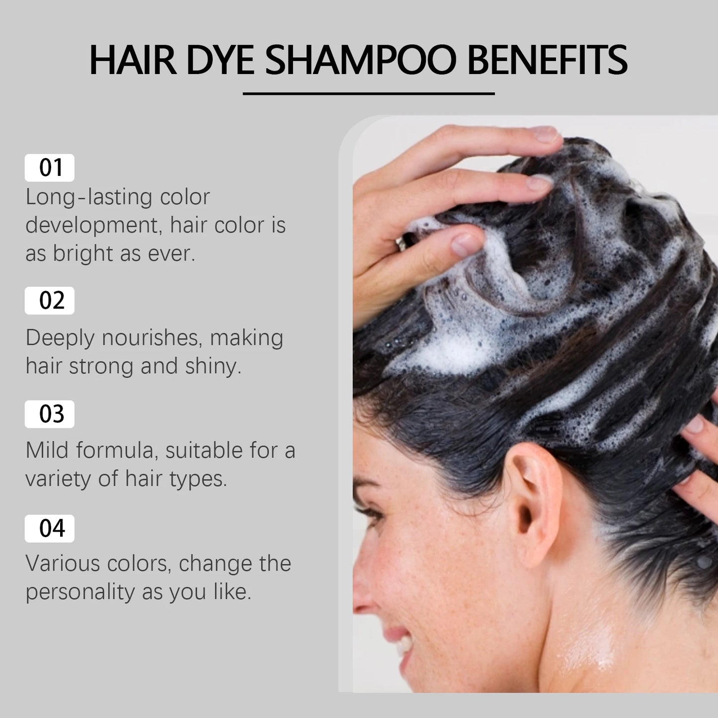 Natural Hair Dye Shampoo Permanent Instant Covering Gray White Organic Herbal Essence Long Lasting Coloring Hair Shampoo 100ml