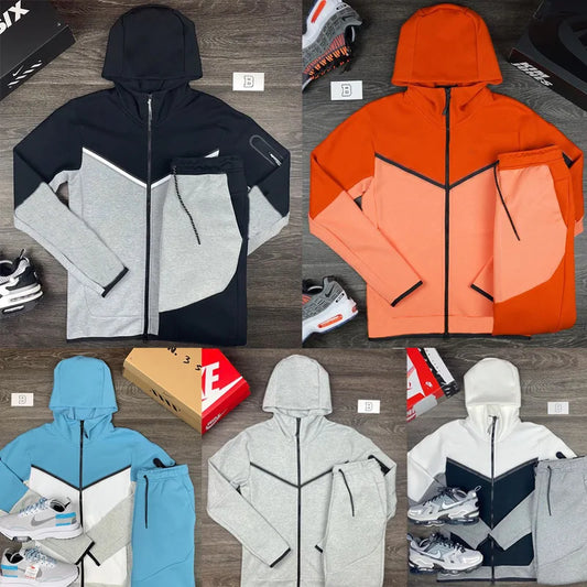 Fashion Casual Men's Wear Europe And The United States Spring And Autumn Sports Hoodie Matching Color Sports Two Boutique Sets