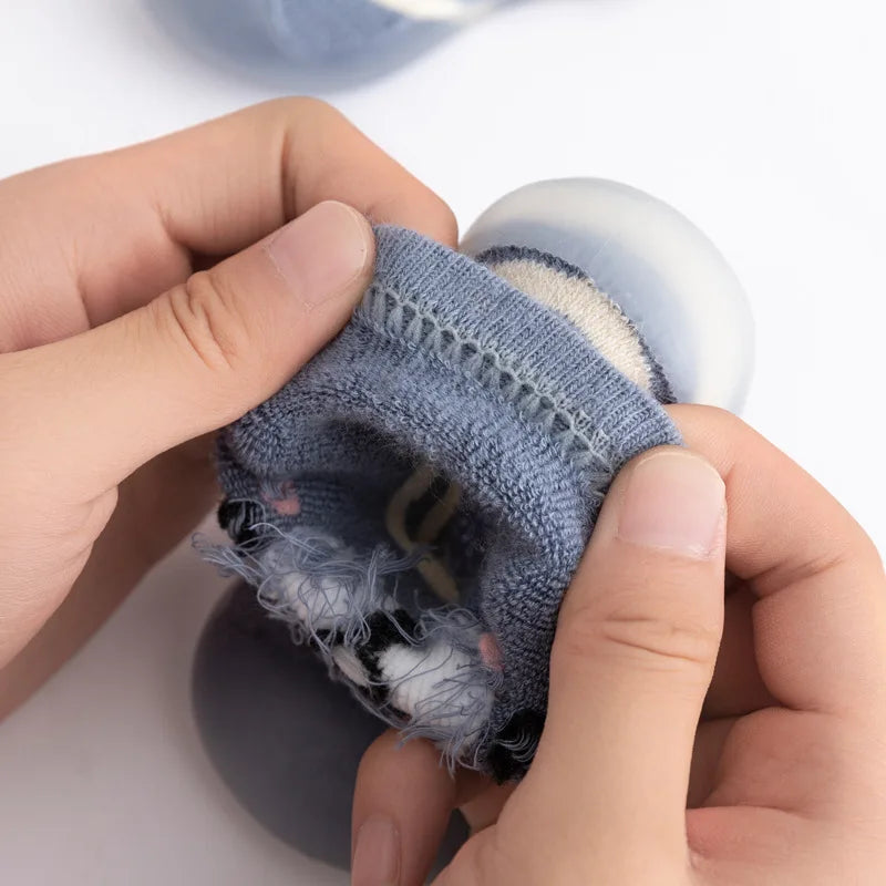 ‌Baby Girls Autumn Non-Slip Socks Soft Sole Learning Walk Cute Dog Fleece Lined Toddler Booties Anti-Skid Floor Socks