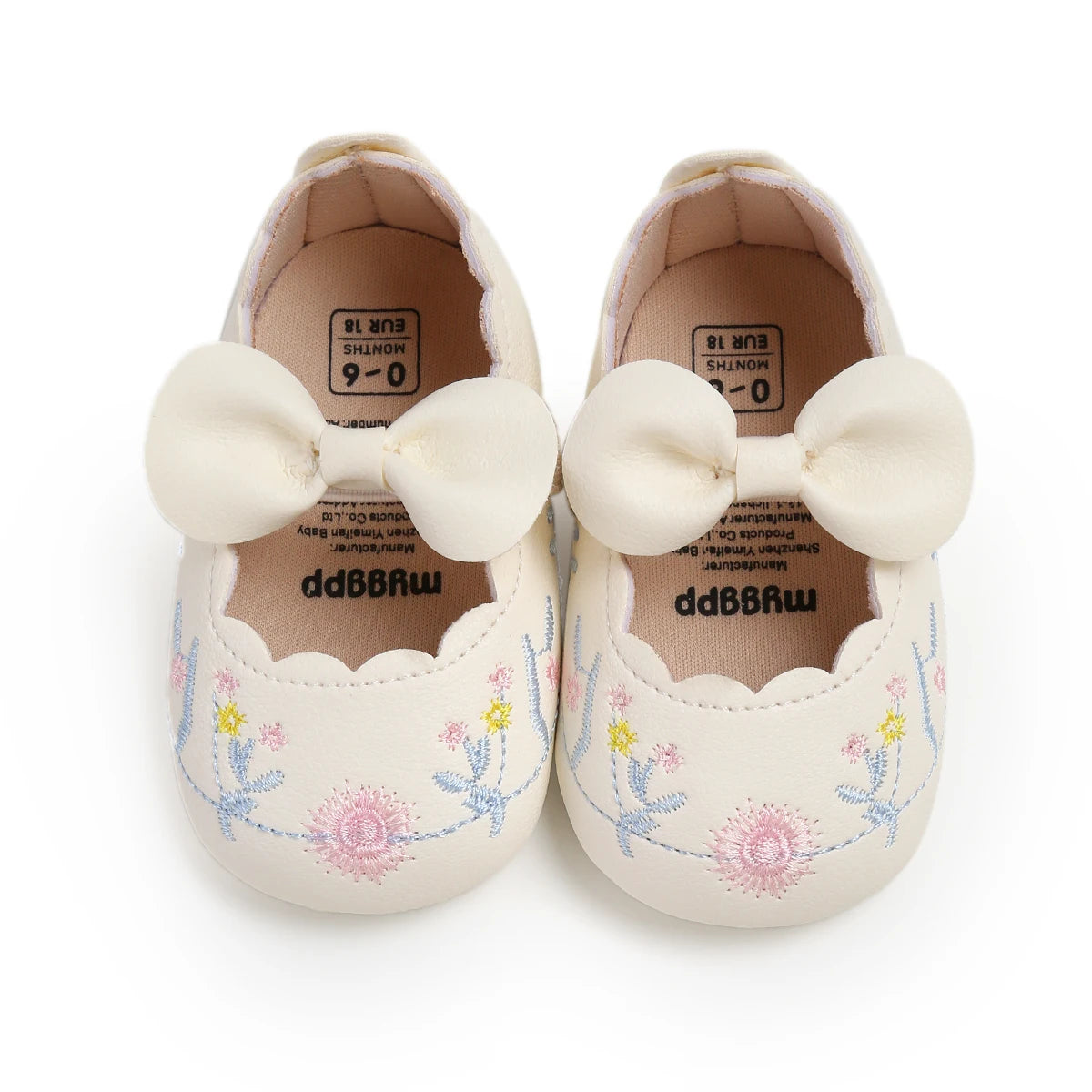 Baby Girls Mary Jane Flats with Bownot Non Slip Soft Sole PU Leather Newborn Infant Toddler First Walker Cirb Dress Shoes