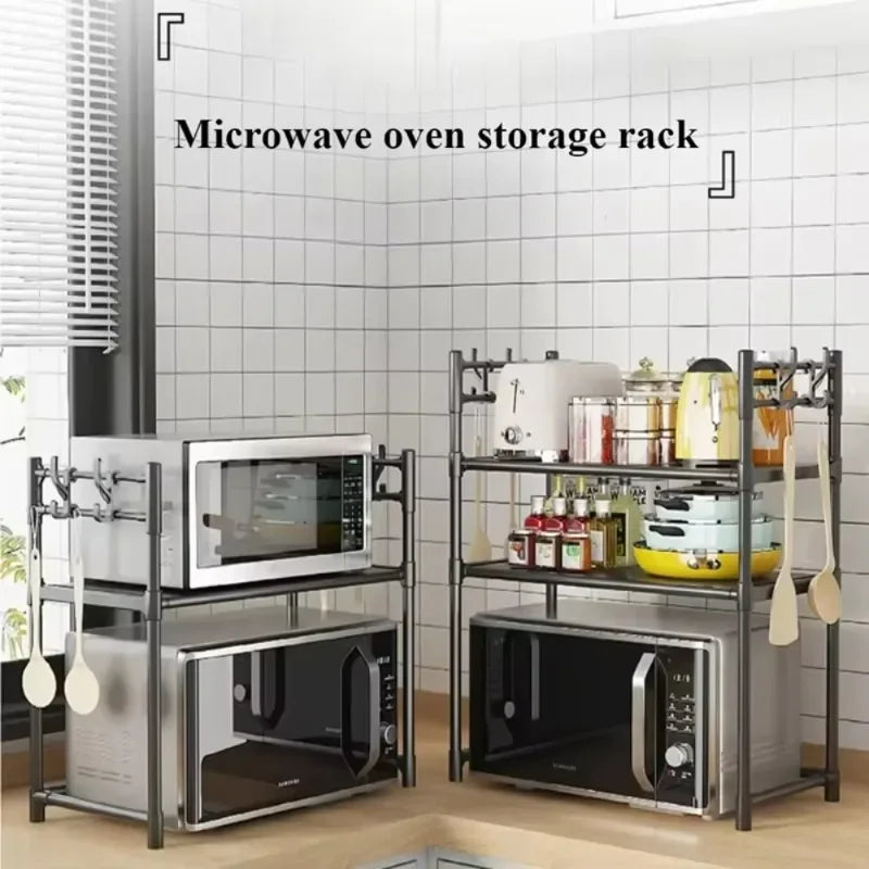 Multi-Layer Microwave Rack 3-Tier Adjustable Height Space Saving Organizer Smart Storage For EU Kitchen Countertop BPA-Free