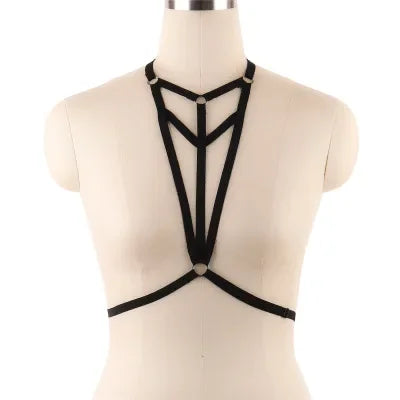 XT8Sexy Black Body Harness Bondage Breast Sex Toy For Womern Erotic Lingerie Belts Elastic Strappy Tops Caged Bras@XT6！